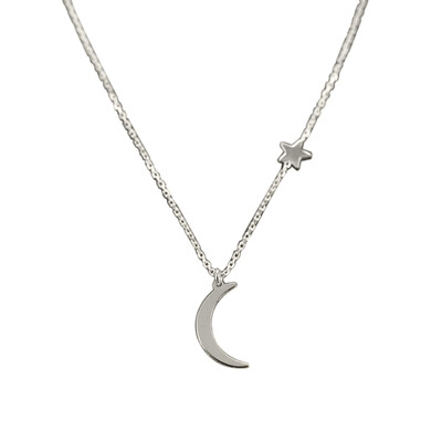 

2Pcs Star Moon Pendant Choker Chain Necklace Women Fashion Evening Party Jewelry