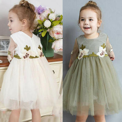 

CA Baby Kids Girls Toddler Princess Pageant Party Dress Lace Tull Floral Dresses