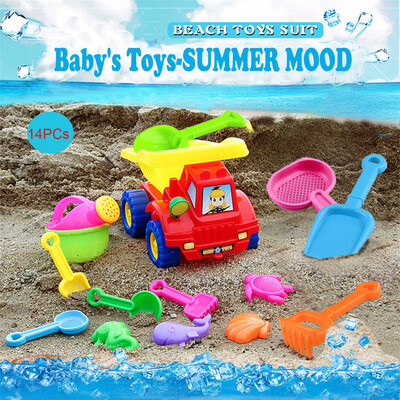 

YIWULABeach Toys Deluxe Playset for Kids - 14 pieces Large Dump Truck Sand Shovel Set