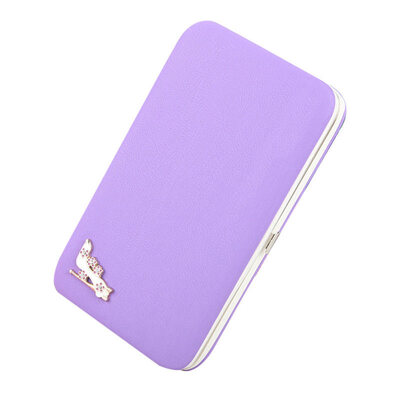 

Chic Women High Heel Flower Rhinestone Faux Leather Wristlet Clutch Wallet Purse