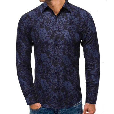 

Toponeto Mens Autumn Winter Casual Turn-down Collar Long Sleeve Printing Shirt