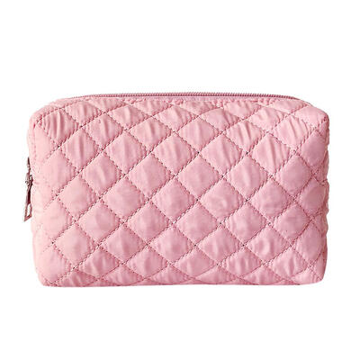 

Waterproof Nylon Solid Color Clutch Women Lattice Print Travel Makeup Bags