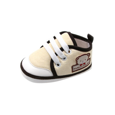 

Newborn Bear Printed Lace-up Casual Sneakers Baby Shoes Baby Toddler Shoes Infant Non-slip Breathable First Walkers