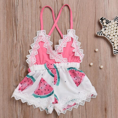 

Newborn Toddler Baby Girl Romper Lace Jumpsuit Outfit Watermelon Summer Clothes
