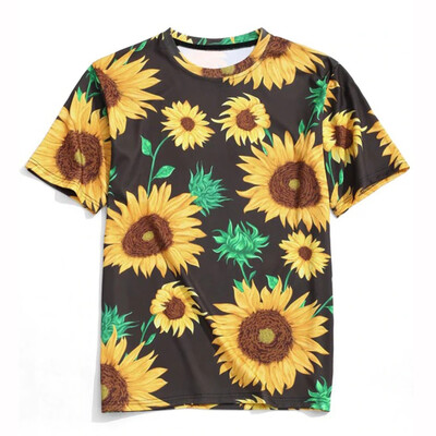 

Toponeto Men Summer Fashion Casual Printing Short-Sleeve Sunflower T-Shirt Top Blouse