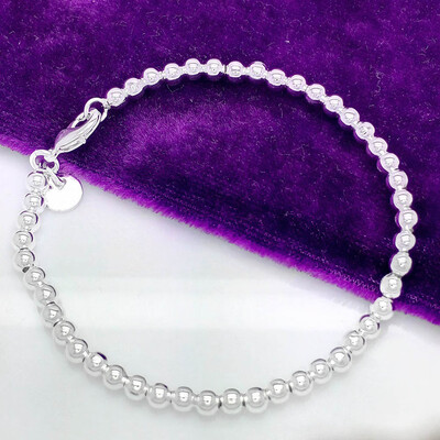 

Womens Silver Plated Fashion Jewelry Charms 4mm Ball Bracelet