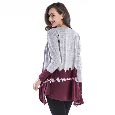 

Toponeto Womens Gradient Tops Casual Collarless Coat Weave Cardigan