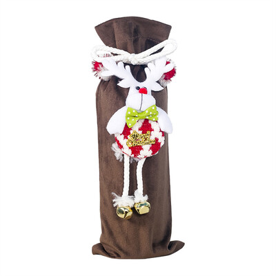 

Siaonvr Christmas Wine Bottle Set Fabric Doll Christmas Flannel Champagne Decoration