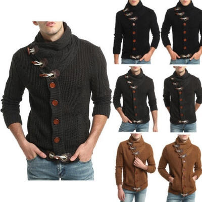 

Men Fashion Button Winter Warm Long Sleeve Knit Jumper High Neck Sweater 3Colors