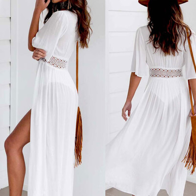 

LADIES BEACH KAFTAN DRESS COVER UP BIKINI SWIMWEAR SARONG FASHION HOLIDAY