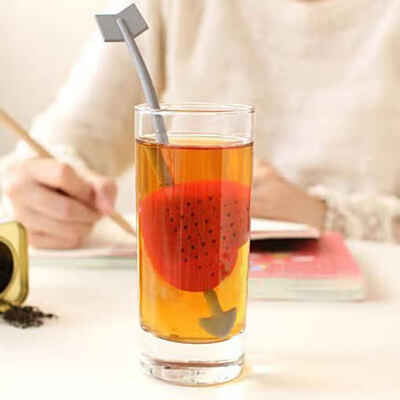 

Mini Red Plastic Love Heart Shaped Tea Infuser Loose Tea Leaf Strainer Herbal Spice Filter