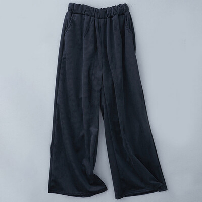 

Ladies Solid Elastic Pants High Waist Loose Wide Leg Plus Size Summer Trousers
