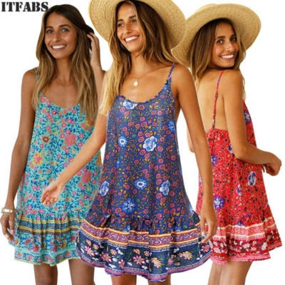 

Women&39s Summer Boho Casual Long Maxi Evening Party Cocktail Beach Sleeveless Dress Sundress