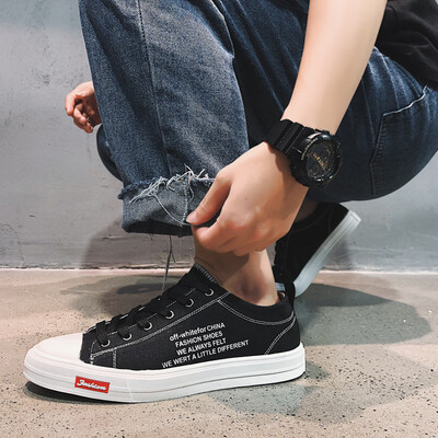 

Summer Korean fashion mens shoes casual canvas shoes autumn cloth shoes black flat-soled shoes