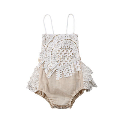 

Summer Sleeveless Girl Rompers Newborn Baby Clothes Sleeveless Lace Sling Girl Jumpsuits Beach Holiday Princess Clothes