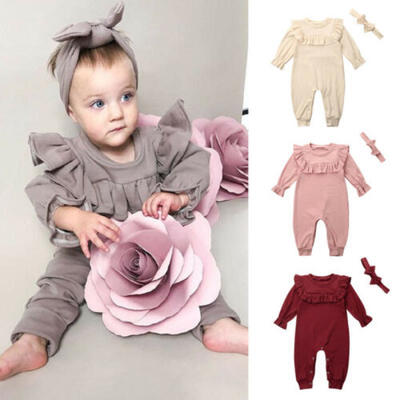 

US 2Pcs Newborn Baby Girls Clothes Romper Jumpsuit Cotton Outfits Autumn Winter