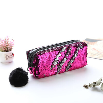 

New 2019 Sequin Cosmetic Bag Color Reversible Sequin Pencil Bags Girls Cosmetic Case Gift