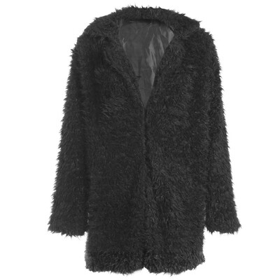 

Trendy Turn-down Collar Long Sleeve Women Wool Overcoat