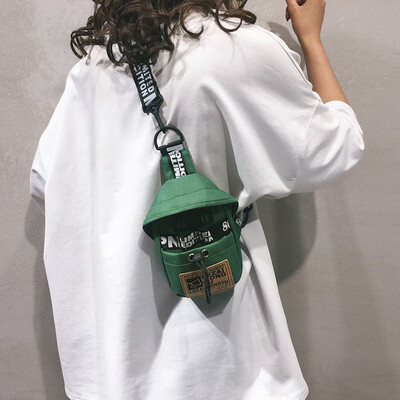 

Canvas small bag female 2019 new ins Japanese Harajuku girl chest bag student mini wide shoulder strap Messenger bag