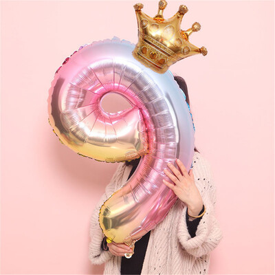 

Toponeto Crown Number Foil Balloons Number Ballon Happy Birthday Party Decoration 32 Inch