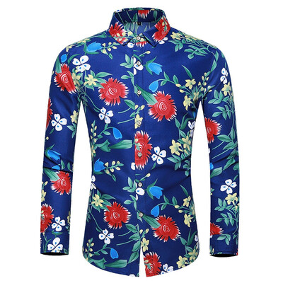 

Tailored Mens Casual Printing Colorful Slim Long Sleeve Dress Shirt Blouse Tops