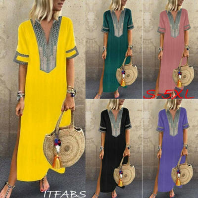 

Long Mumu Kaftan Dress Boho Maxi Plus Size Women Caftan Tunic Dress Night Gown
