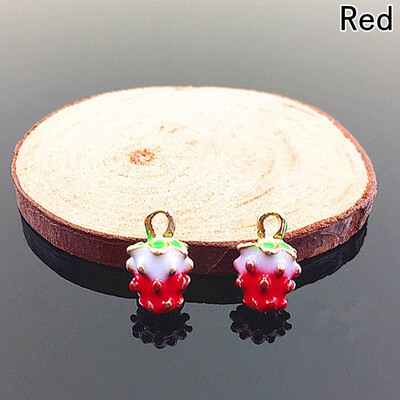 

1pcs DIY Earrings Necklace Jewelry Findings Making Lovely Sweet Enamel Alloy Fruit Strawberry Drip Charm Pendant for Girls