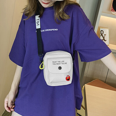 

Canvas small bag handbags new 2019 cartoon cute cloth bag solid color girl casual shoulder Messenger bag tide