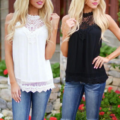 

New Women Summer Lace Vest Top Sleeveless Blouse Casual Tank Tops T-Shirt
