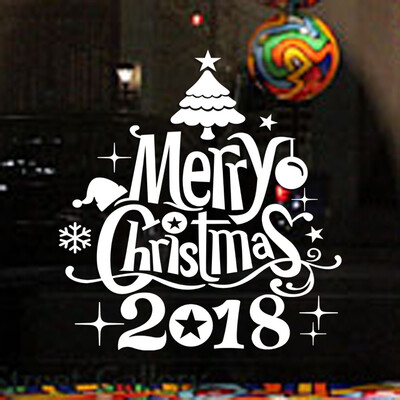 

Tailored New Year 2018 Merry Christmas Wall Sticker Home Shop Windows Decals Decor