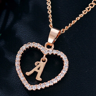 

Womens Heart Pendant Necklace with Cubic Zirconia&Letter Pendant Necklace Gift for Women or Girls