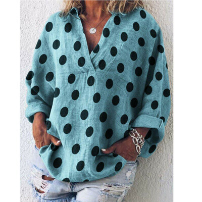 

Women V Neck Loose Long Sleeve Blouse Cotton Linen Summer Casual T Shirt Tops