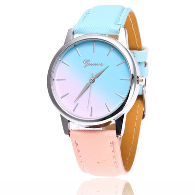 

Best selling models Geneva small fresh belt watch womens watch Candy color gradient student watch