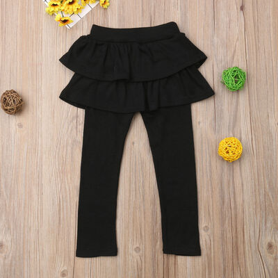

3-11Y Kids Girls Warm Cute Cake Culottes Leggings With Ruffle Tutu Skirt Pants