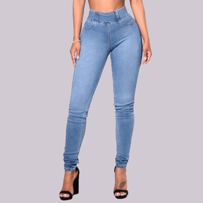 

Tailored Women Slim Solid Pockets Long Jeans Denim Sexy Skinny Pants Daily Trousers