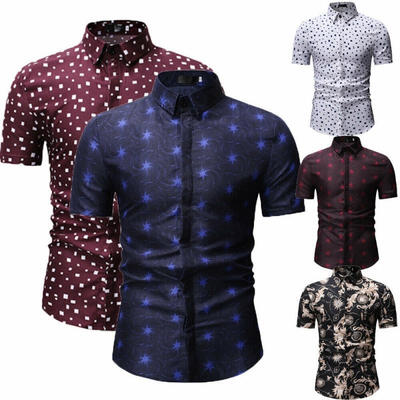 

Mens Casual Formal Shirt Short Sleeve Slim Fit Formal Dress Shirts Tops T-Shirts