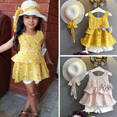 

Newborn Baby Kids Girls Floral Tunic Tops T-shirtPants 3pcs Outfits Set Clothes