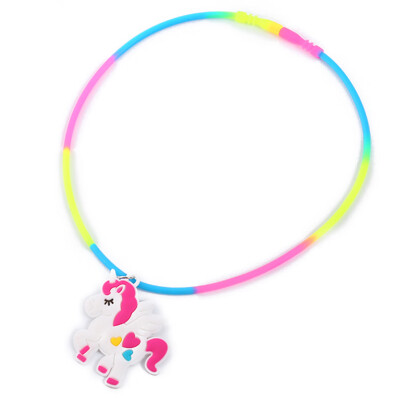 

Cartoon Cute PVC Unicorn Rainbow Silicone Necklace Childrens Jewelry Party Supplies 14 Styles