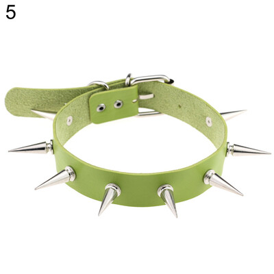 

Women Fashion Alloy Rivet Spike Faux Leather Choker Short Necklace Punk Jewelry