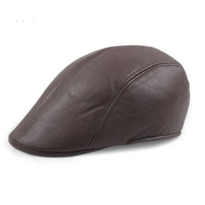 

Mens Leather Flat Ivy Cap Women Newsboy Gatsby Bonnet Cabbie Golf Beret Hat