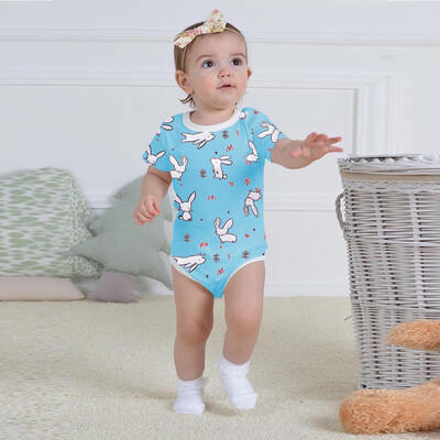 

Infant Baby Short Sleeve Easter Day Rabbit Print Jumpsuit Romper Clothes