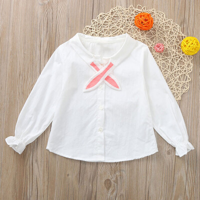 

Children Kids Girls Long sleeves Cartoon Rabbit Ears Cravat Top Clothes