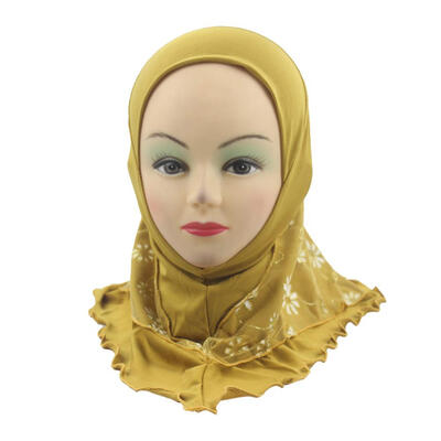 

Muslim Kids Girls Flower Headscarf Mesh Turban Head Scarf Soft Wrap Shawls