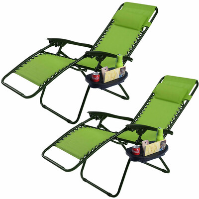 

2 pcs Folding Lounge Chair with Zero Gravity