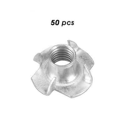 

Greensen 50pcs Carbon Steel M1011 Four Pronged T Nuts Blind Inserts Nut for Wood Furniture
