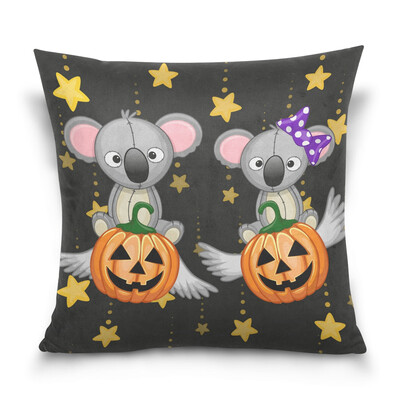 

ALAZA Throw Pillow Cover 16 X 16 inch Christmas Gift Cushion Cover with Koala With Pumpkin Printed Pillowcase