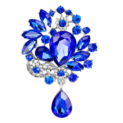

Hot Sale Brooches Elegant Design Six Color Big Size Brooch Rhinestone White K color Jewelry Brooches For Women