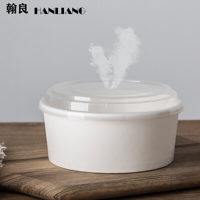 

Hanliang disposable double PE film hot&cold white paper bowl 200setscarton with PP injection molding flap