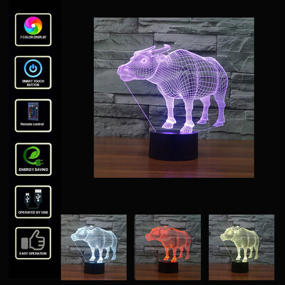 

〖Follure〗ABS Acrylic Black 3D LED Lamp Night Light Base USB Cable Remote Control Bed