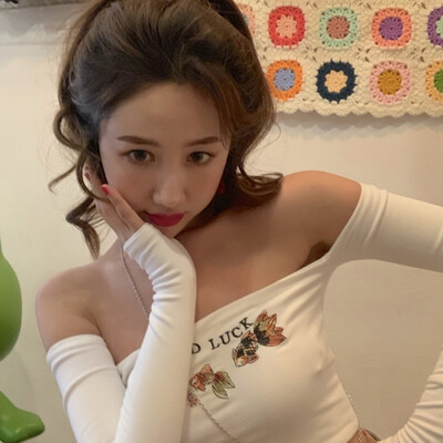 

Sexy Off Shoulder Slash Neck Basic Tee T-Shirt Long Sleeve Koi Fish Embroidery Crop Top Tee Casual T-shirt